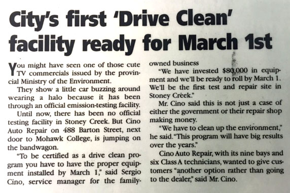 Cino Auto Repair - City's First Drive Clean Facility